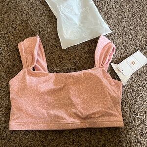 NWT BuffBunny Eden Print in Pink Aloe Sports Bra